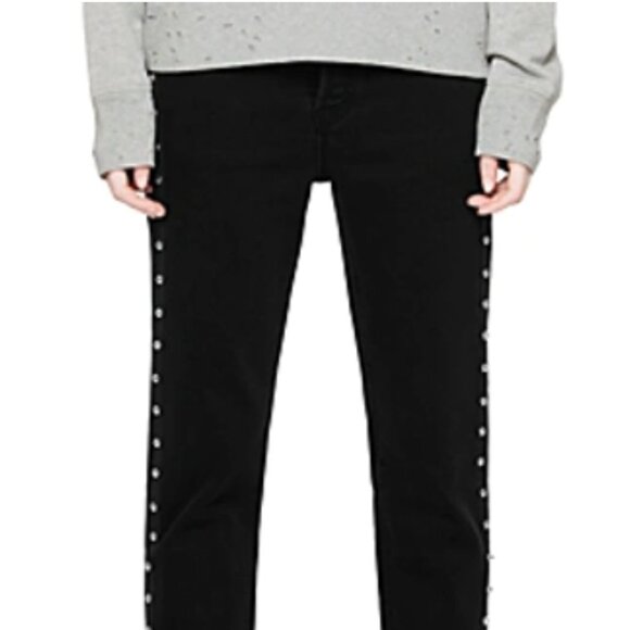 Zadig and Voltaire cropped elios spikes button fly black jeans (sz FR 25) - Picture 2 of 12